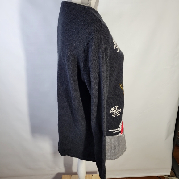 Bechamel Christmas Sweater Santa Reindeer Size Large Small Hole - Picture 5 of 12